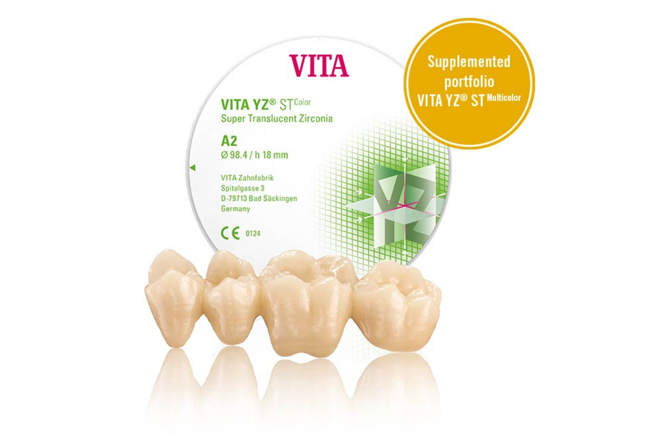 VITA YZ ST Color /VITA YZ ST Multicolor – The zirconium dioxide from the inventor of tooth shades, super translucent with best fidelity to the shade ring for all indications