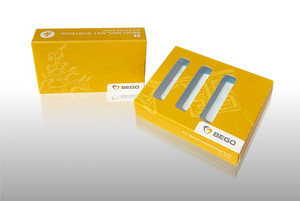 Current BEGO Implant Systems implant and prosthetic packaging with Bremen motifs